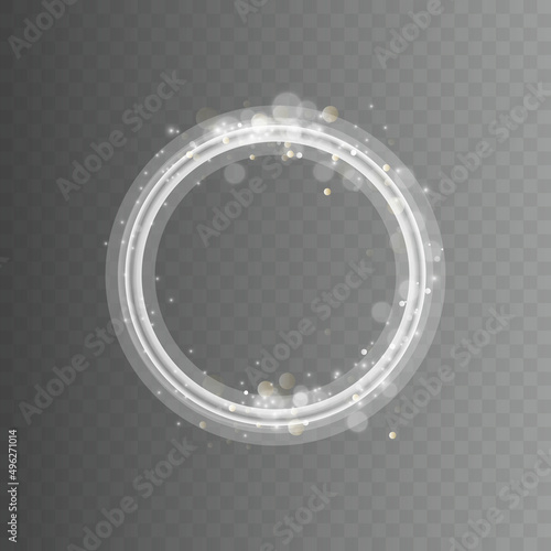 Round white light shiny with sparkles, Suitable for product advertising, product design, and other. Vector Illustration