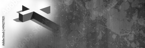 Canvas Print Digitally generated image of cross icon with copy on grey grunge background