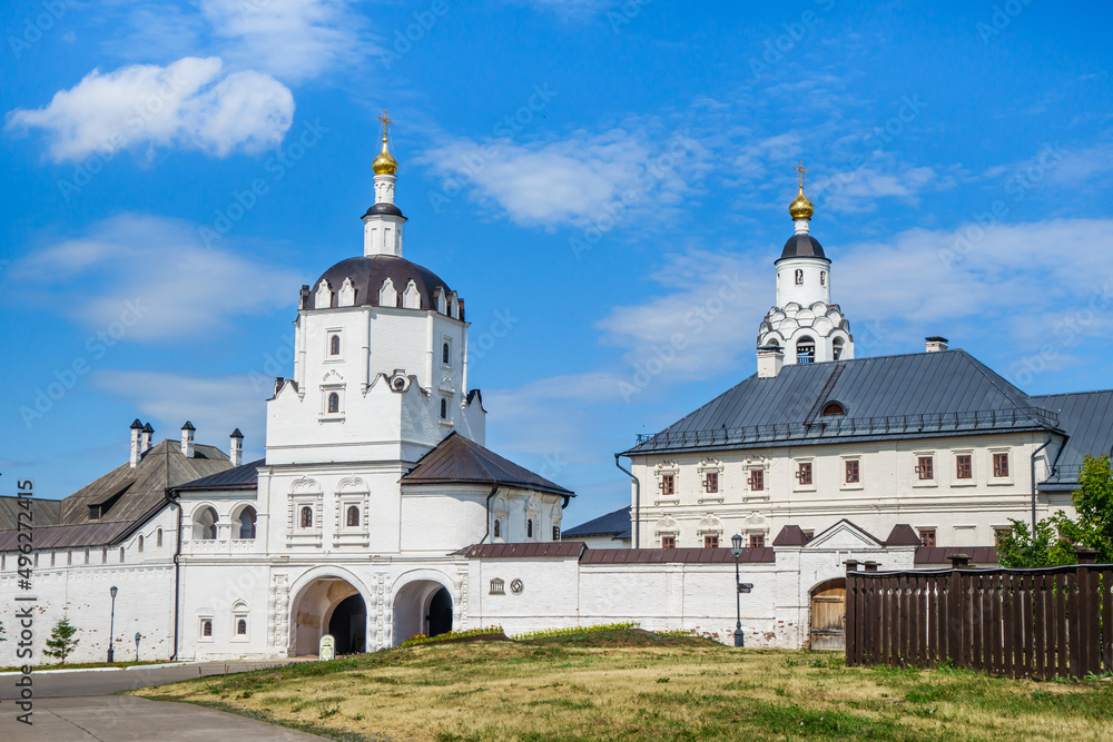 Main entrance of  Sviyazhsky Uspensky (Assumption) Monastery. Monastery was founded in 1555 and is now UNESCO site. Shot in Sviyazhsk, Russia