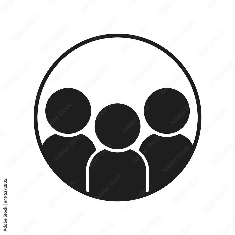 円の中の3人の人の上半身のアイコン・ピクトグラム - チーム・集団のイメージ素材 円の中の3人の人の上半身のアイコン・ピクトグラム - チーム・集団のイメージ素材