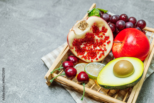 Various fruits in a basket