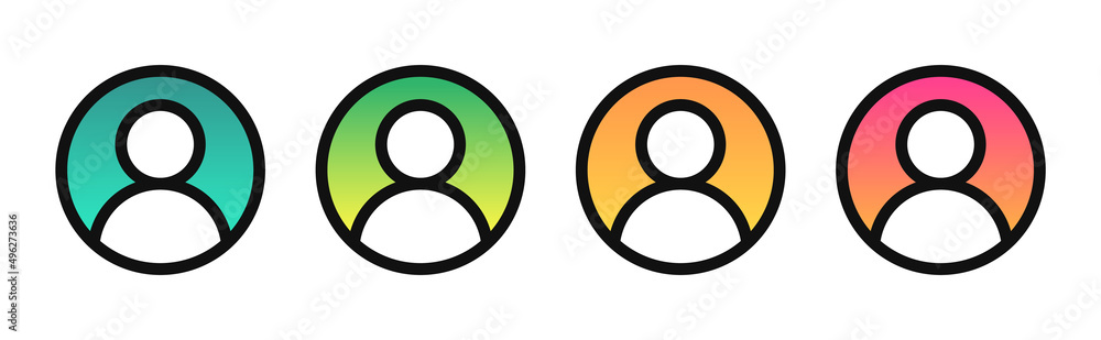 User Profile Icon Button Vector. User Interface Account Avatar Icon Set with Trendy Gradients for Web and App Design User Profile Icon Button Vector. User Interface Account Avatar Icon Set with Trendy Gradients for Web and App Design