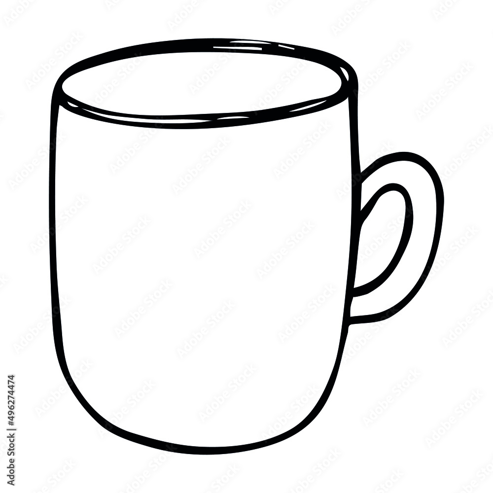 Cute cup of tea or coffee illustration isolated on a white background. Simple mug clipart. Cozy home doodle. Cute cup of tea or coffee illustration isolated on a white background. Simple mug clipart. Cozy home doodle.
