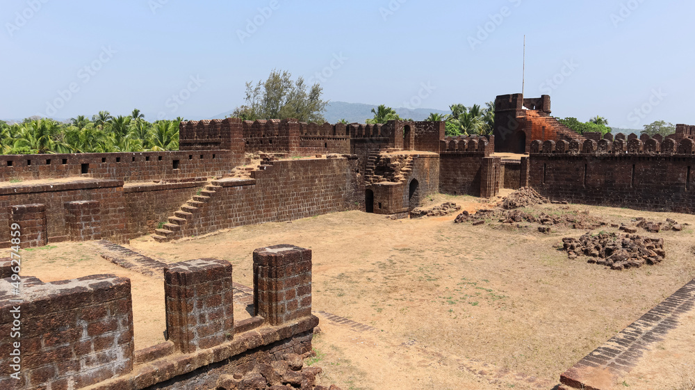 Fallen Ruined Walls on Top of Fort, Mirjan Fort, Uttara Kannada, Karnataka, India