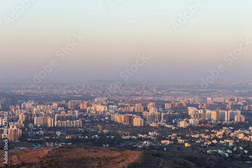 Cityscape of Pune city from Bopdev Ghat, Pune, Maharashtra, India
