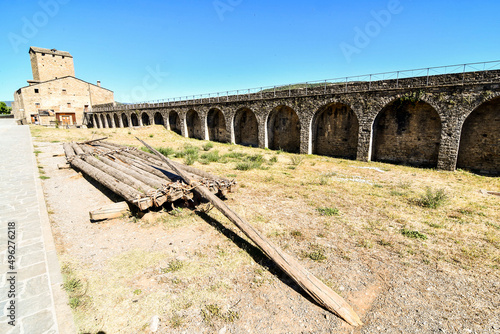 aqueduct in segovia spain, photo as a background , in ainsa sobrarbe , huesca aragon province photo