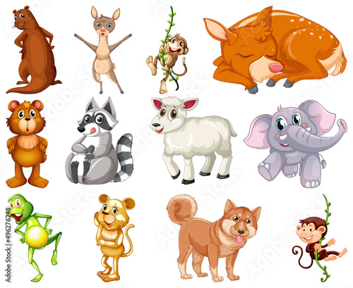 Set of animal cartoon character