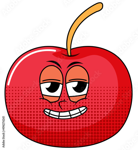 Cherry cartoon character on white background