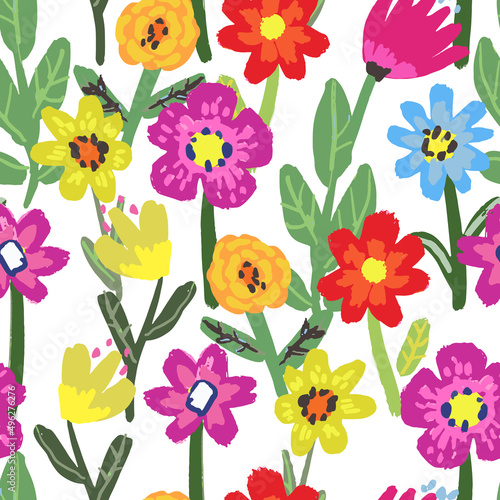 Seamless pattern with flowers on white background. © lolya1988