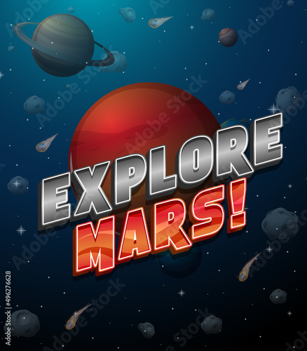 Explore Mars word logo poster