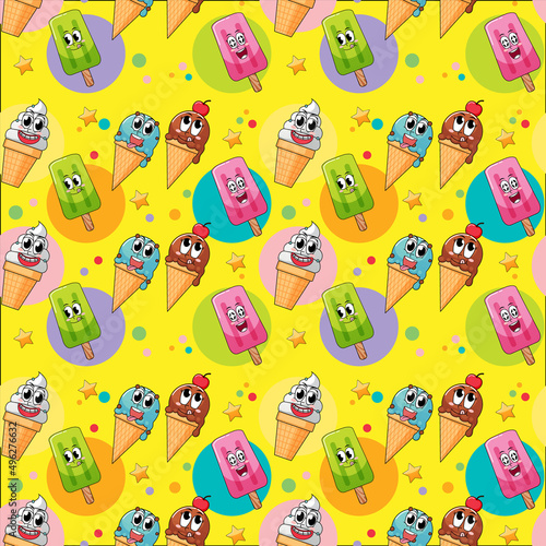 Seamless background with cold dessert