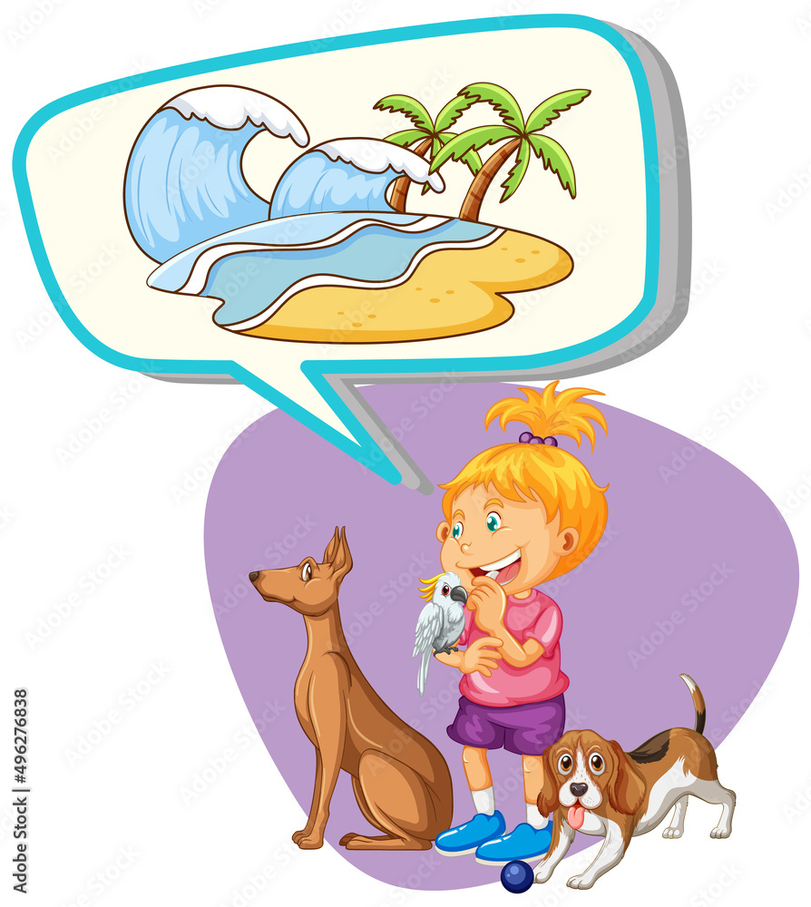 Obraz premium Girl thinking of beach in summer