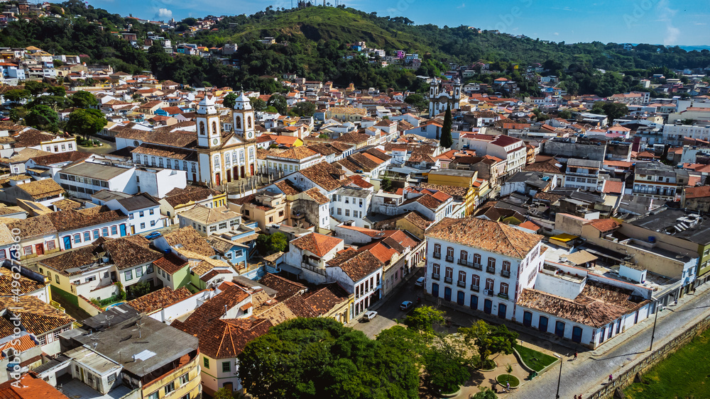 View of the historic city center of São João del Rei, Minas Gerais, Brazil 