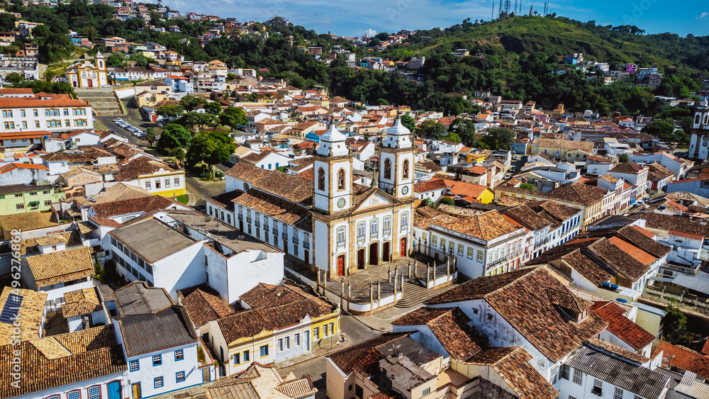 São João del Rei, Minas Gerais, Brazil. View of the historic city center. Cathedral of Nossa Senhora do Pilar