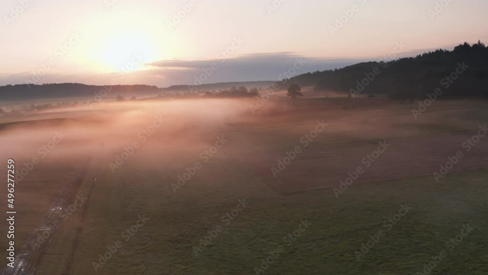 Foggy landscape at sunrise Franconia, Bavaria, Germany Foggy landscape at sunrise Franconia, Bavaria, Germany