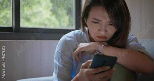 asian woman has cyberbullying photo