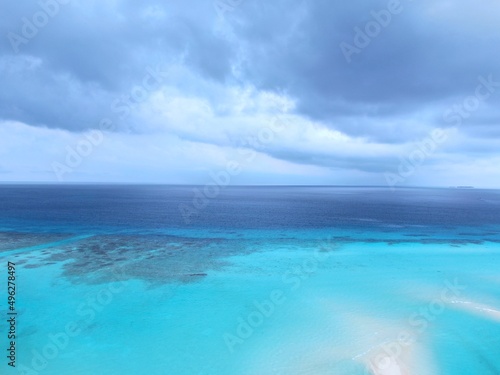 Amazing azure blue Maldive islands reef seascape