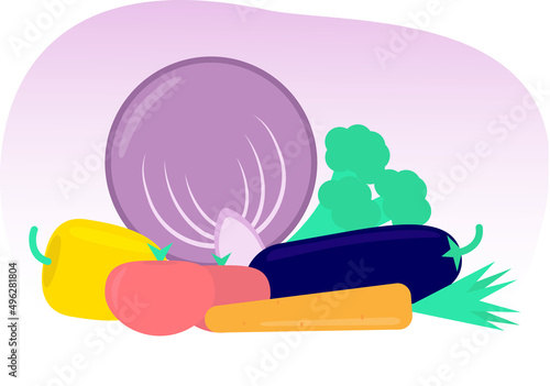 Vegetable set cabbage, carrot, eggplant,, papper, cauliflower