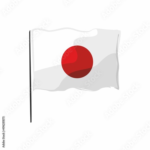Decorative traditional flag of the country of Japan isolated on white. The state Japanese symbol of a red circle on a white background for the decoration of postcards, posters. Vector illustration