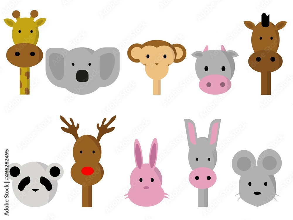 cartoon animals vector illustration set isolated 