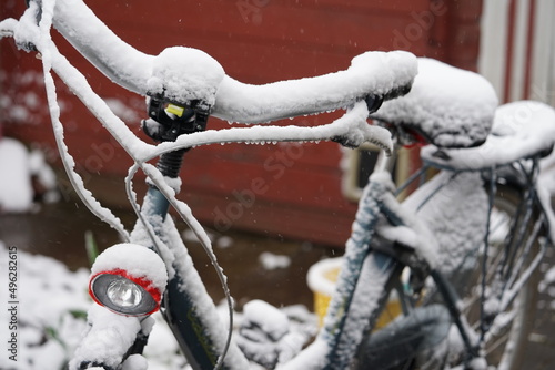 a bike covered with snow