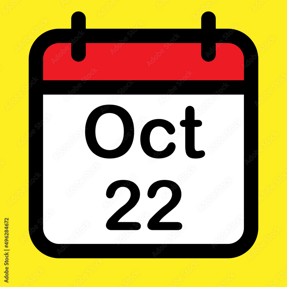 Calendar icon twenty second October Calendar icon twenty second October