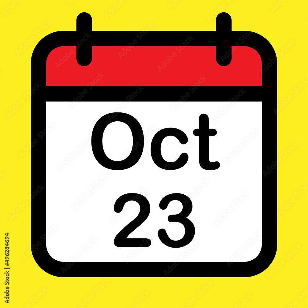 Calendar icon twenty third October Calendar icon twenty third October