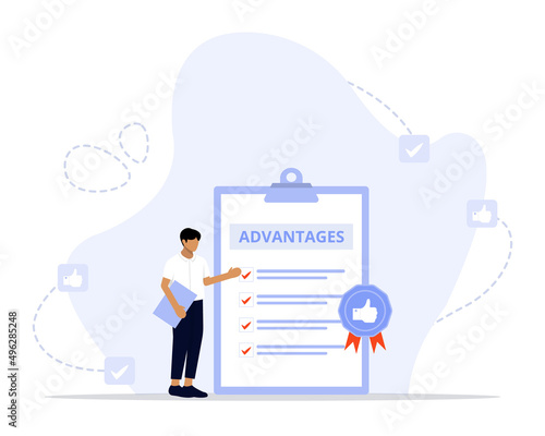 Advantages concept illustration Suitable for landing page, ui, web, App intro card, editorial, flyer, and banner