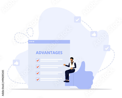 Advantages concept illustration Suitable for landing page, ui, web, App intro card, editorial, flyer, and banner