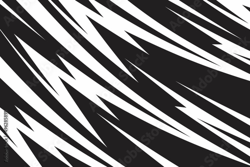 Abstract black and white background with spikes and zigzag line pattern