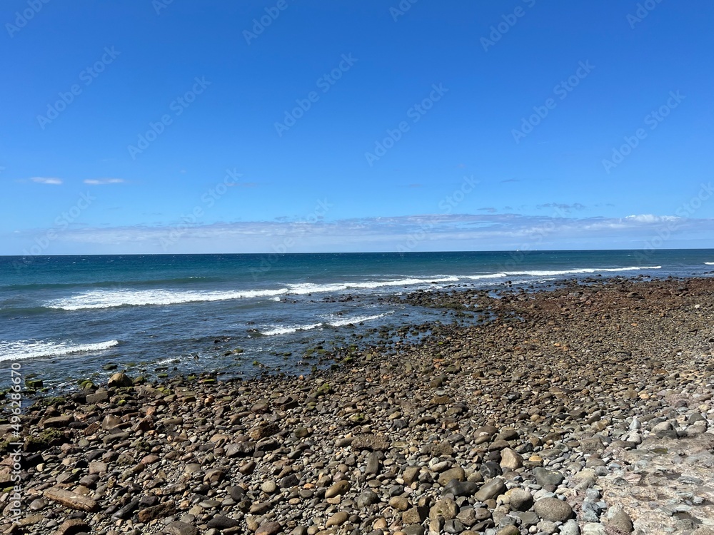 volcanic rock beach on the island of gran canaria