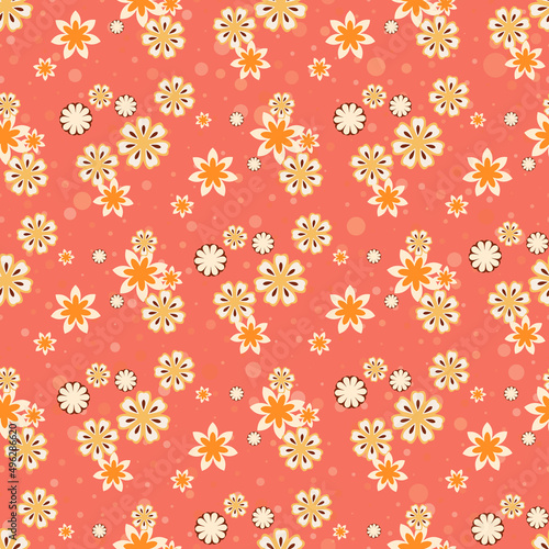 Pattern - floral inspiration, gentle red background. Seamless vector editable pattern