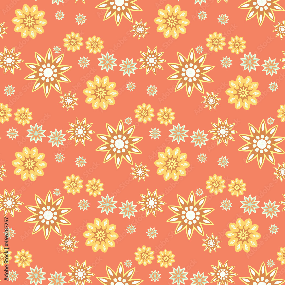 Solar pattern, flower garland. Seamless editable vector pattern Solar pattern, flower garland. Seamless editable vector pattern