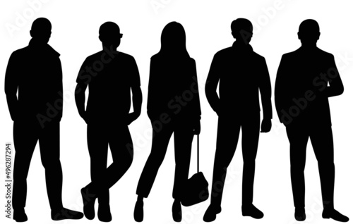 standing people black silhouette isolated