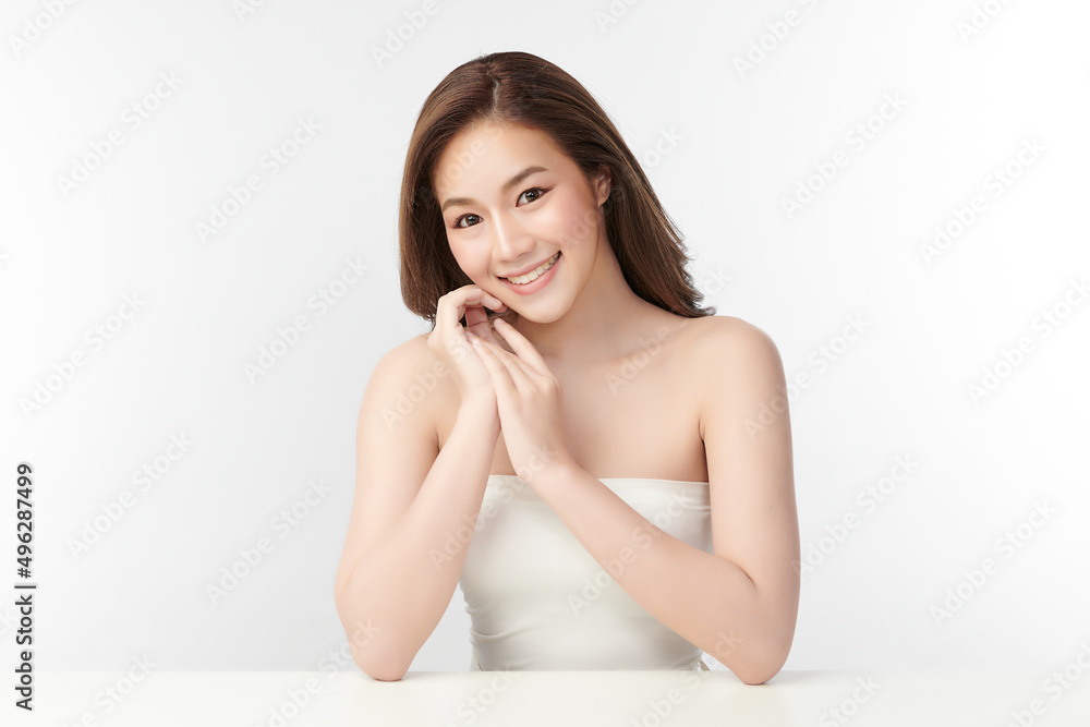 Beautiful young asian woman with clean fresh skin on white background, Face care, Facial treatment, Cosmetology, beauty and spa, Asian women portrait. Beautiful young asian woman with clean fresh skin on white background, Face care, Facial treatment, Cosmetology, beauty and spa, Asian women portrait.