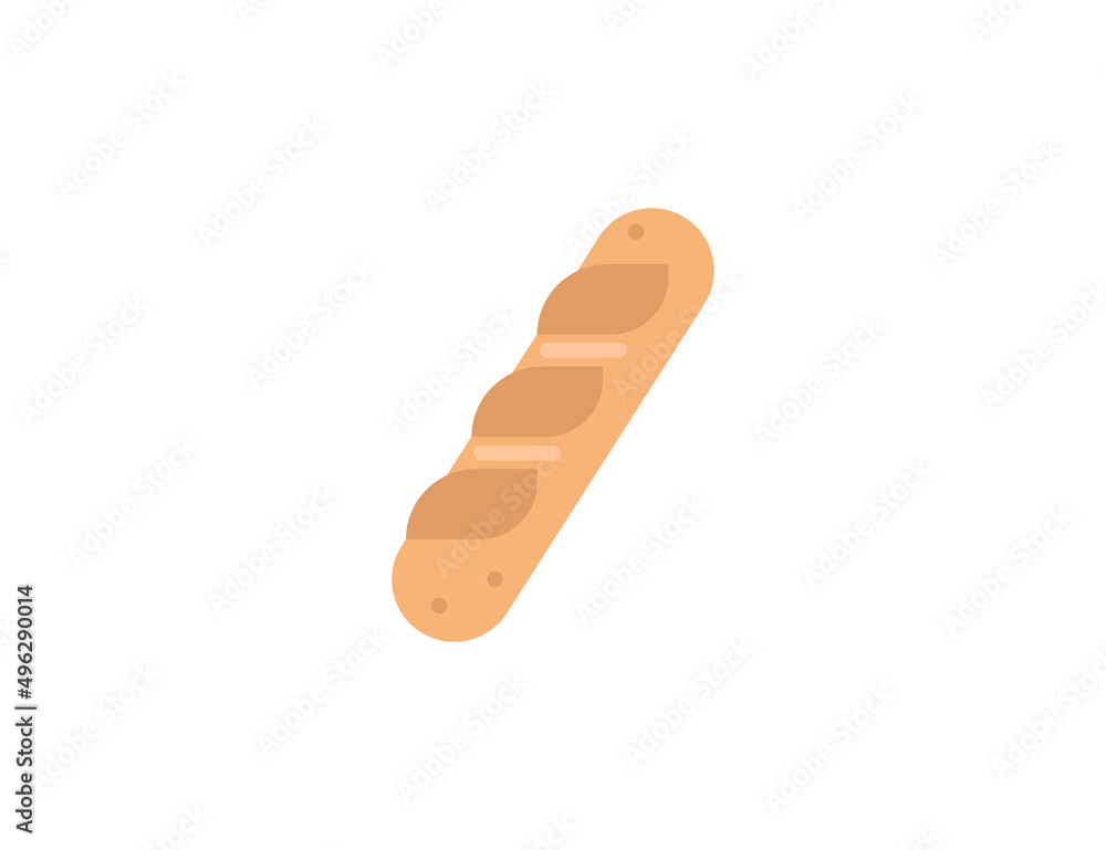 French bread vector flat emoticon. Isolated Baguette Bread emoji