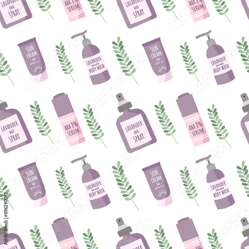 Seamless patterns with skincare products