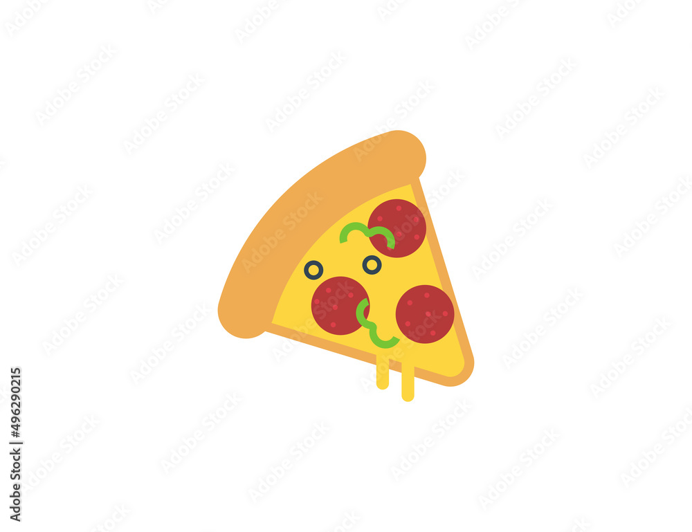 Pizza slice vector flat emoticon. Isolated Pizza slice emoji