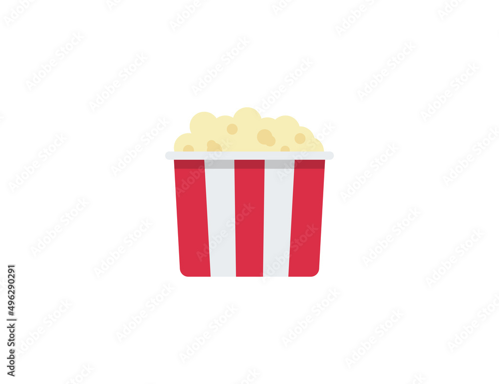 Popcorn vector flat emoticon. Isolated Popcorn emoji illustration