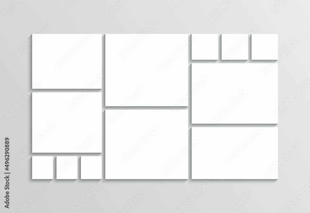 Photo collage template. Moodboard layout. Mood board background. Mosaic picture frame. Scrapbook grid. Gallery banner. Portfolio images mockup. Album brandboard. Retro photoframe. Vector illustration Photo collage template. Moodboard layout. Mood board background. Mosaic picture frame. Scrapbook grid. Gallery banner. Portfolio images mockup. Album brandboard. Retro photoframe. Vector illustration