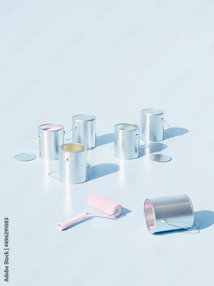 Fototapeta premium たくさんのペンキ缶