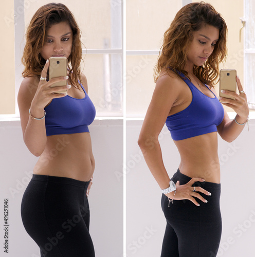 Looking great. Shot of a woman before and after her diet. photo