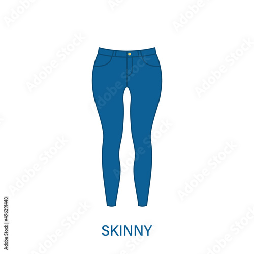 Skinny Pants Type of Woman Trousers Silhouette Icon. Modern Women Garment Style. Fashion Casual Apparel. Beautiful Type of Female Jeans Trousers. Slacks, Loose Pants. Isolated Vector Illustration