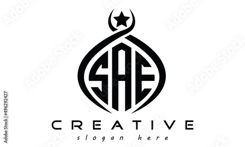 SAE three letters monogram curved oval initial logo design, geometric minimalist modern business shape creative logo, vector template
