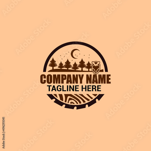 label of wood and forest badge logo simple icon design illustration