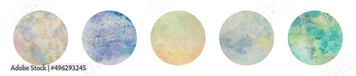 A set of watercolor textures in a circle of different colors.