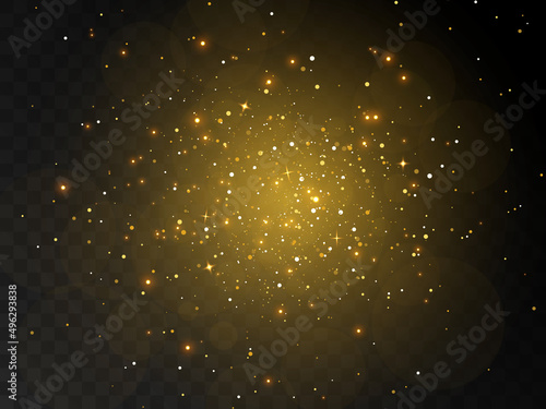 Abstract vector background with defocused light particle dust on black.