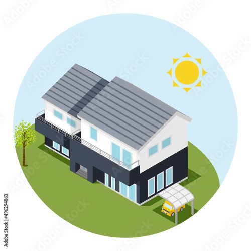 Residential house in the noon