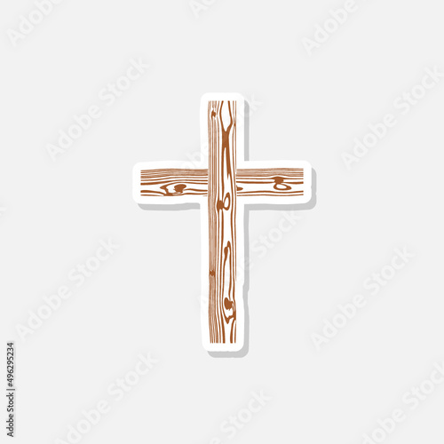Christian Cross icon paper sticker 