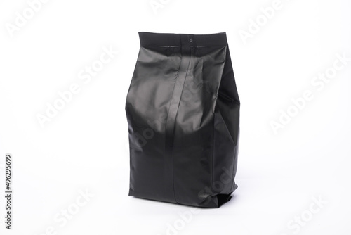 Mock up of black plastic product packaging isolated on white background